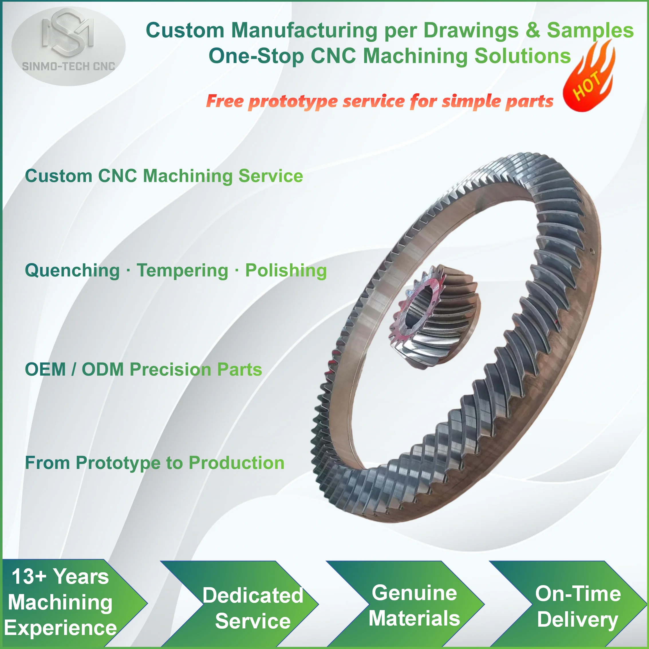 OEM ODM Custom CNC Machining Service Metal Parts Milling Turning Polishing Heat Treatment Quenching Tempering Prototype Factory