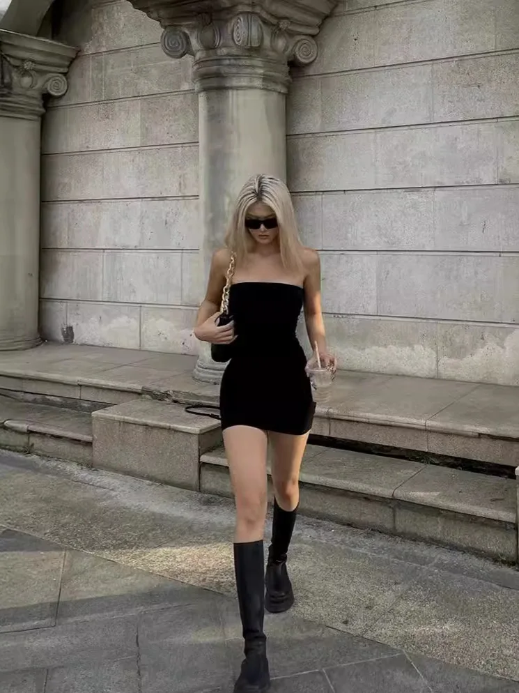 Vestido sem alças hip abraçando saia camada base sexy sem alças picante menina temperamento vestido saia infantil