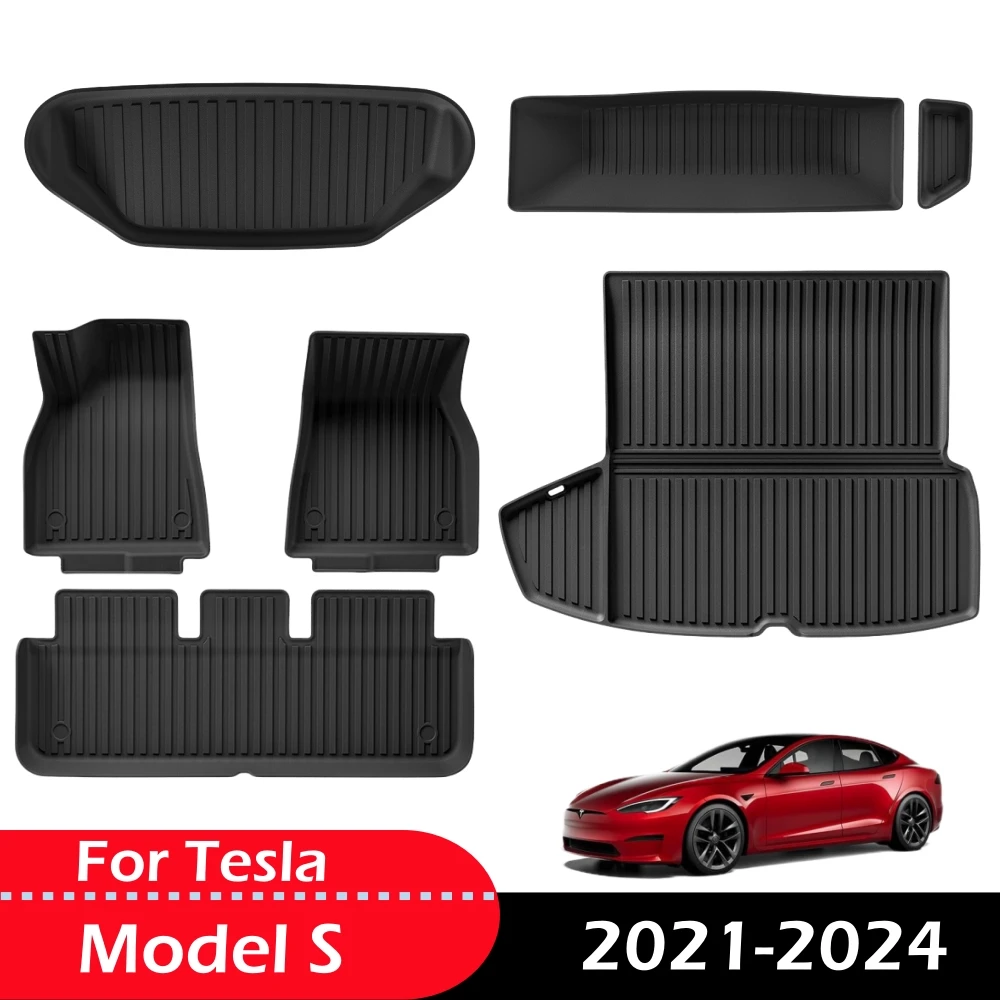 Für Tesla Model S Plaid 3D-Material Kofferraumauskleidung Allwetter-Autoteppiche Rutschfeste Kofferraummatte Bodenteppiche Maßanfertigung 2021-2024 – Detail 1