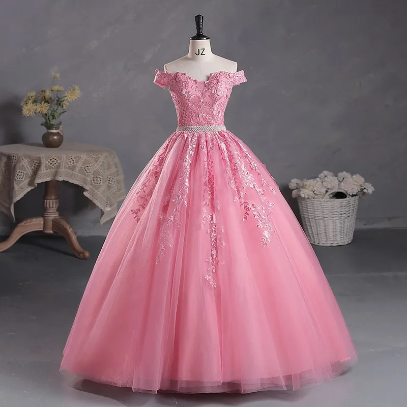 Vestidos  Quinceañera Off The Shoulder Quinceanera Dresses Diamond Belt Ball Gown Party Prom Dresses For Quinceanera Customized