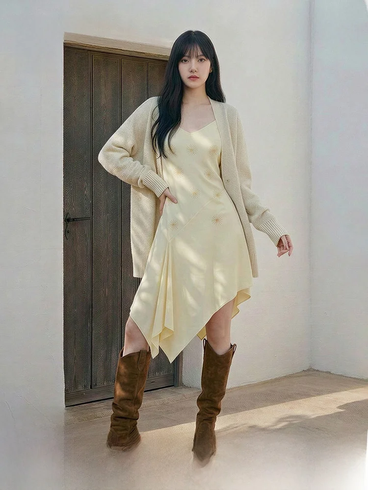 

Женский вязаный кардиган H&M из смесовой шерсти, весенний, с открытым передом, свободного кроя, с длинными рукавами, из смесовой ткани, верхняя одежда