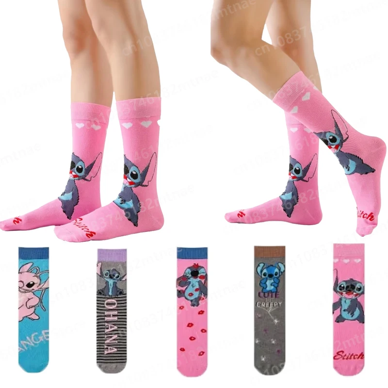 Disney Stitch Socks Anime Lilo&Stitch Cotton Midtube Stockings Cartoon Printing Stockings Warm Sleep Socks Children's Gift