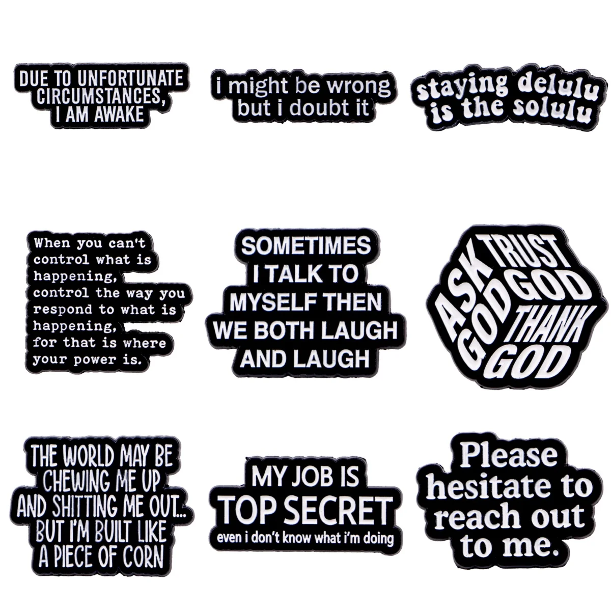 Zitat-Serie Emaille-Anstecknadeln, lustige Sprüche Broschen für Damen, modische Reversnadeln, Schmuckgeschenk für Freunde