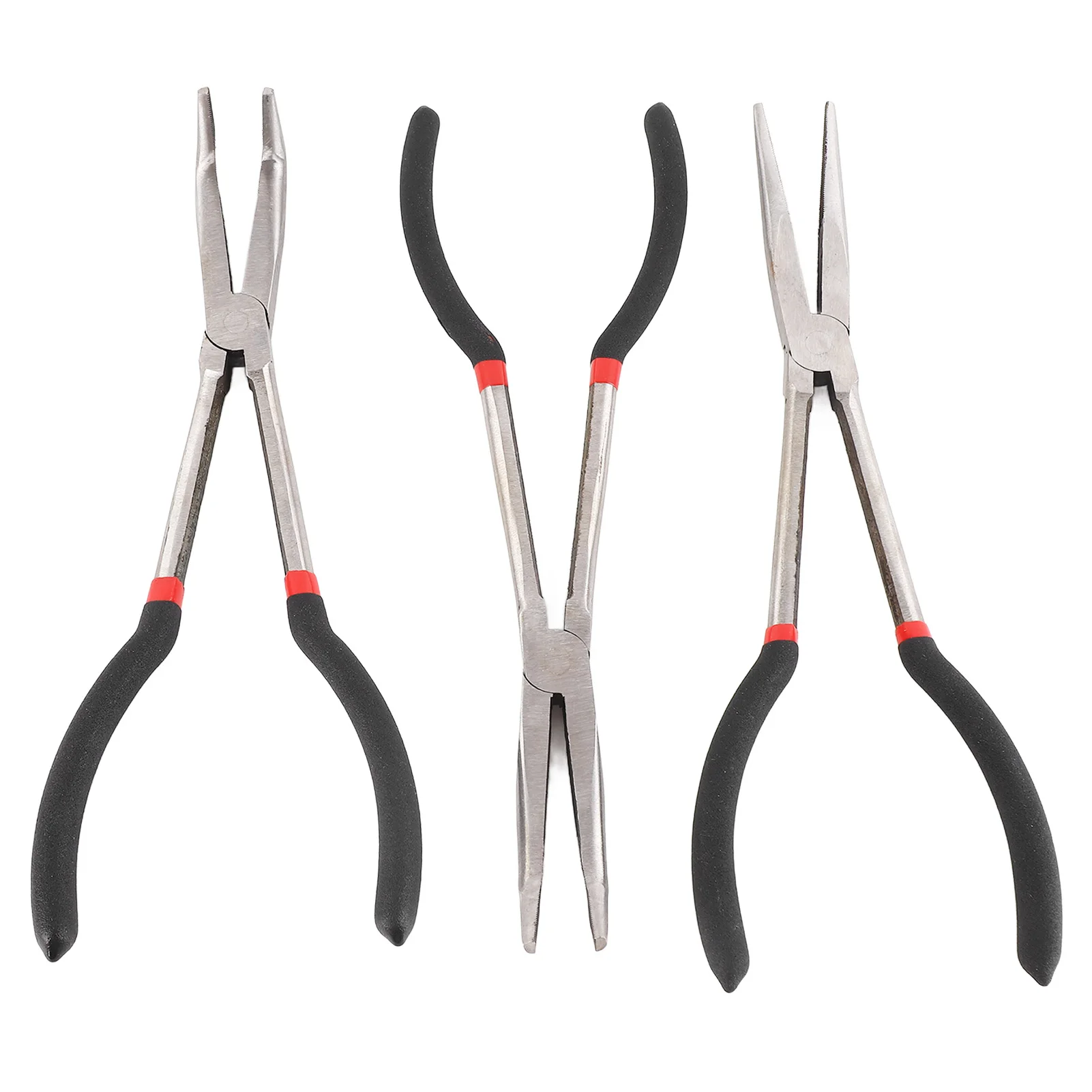 3PCS Needle Nose Pliers 11 Inch Steel Extended Straight 45 Degrees 90 Degrees Long Nose Pliers