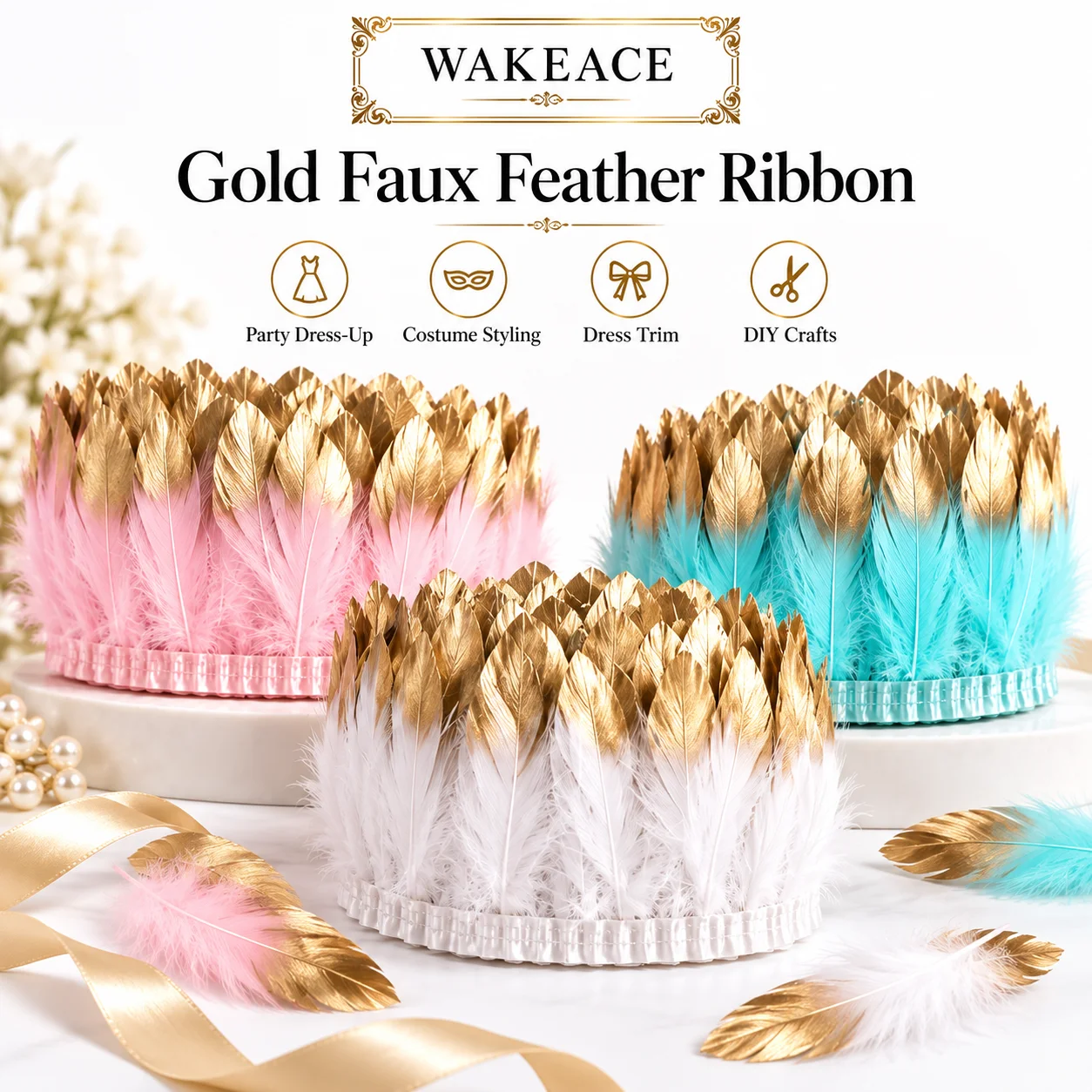 Gold Faux Feather Fringe Trim - Fringe Ribbon Sewing ulasan dan harga
