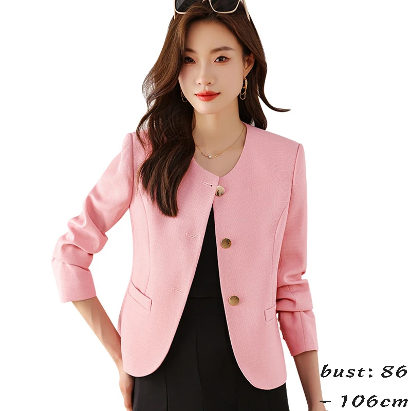 High quality blazer for women jacket double breasted new spring 2024 elegant fashion clothes - pink yellow blue white