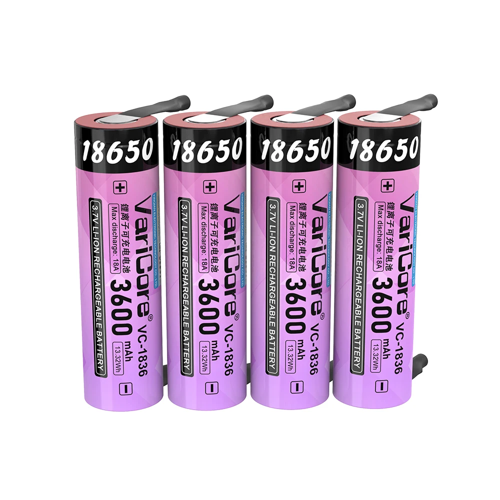 VariCore VC-1836 3.7V 18650 3600mAh Akumulator Litowy 18A Rozładowanie DIY Arkusz Niklowy Baterie