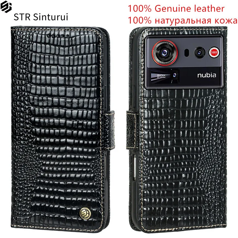 

STR Genuine leather lizard grain card Slot Wallet Cover For ZTE nubia Z40 Z50 Z60 Z70S Z70 Z80 Ultra Z60S Z50S Z40S Pro Case