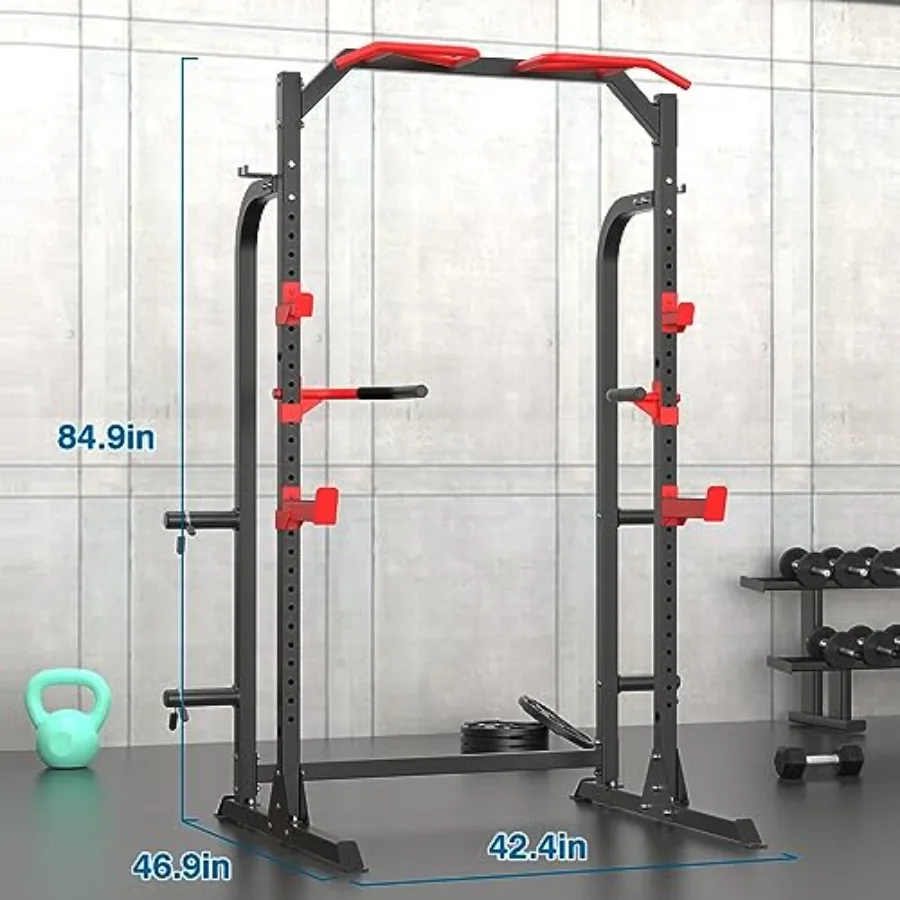 رف القرفصاء لقفص الطاقة متعدد الوظائف مع قضيب سحب لأعلى ومقابض غمس وتخزين لوحة الوزن لصالة الألعاب الرياضية المنزلية واللياقة البدنية #6