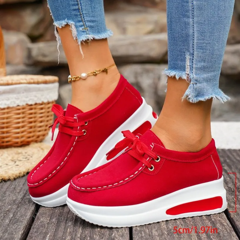 

Spring/Autumn Sneakers Women Running Shoes Outdoor Breathable Lace-up Thick Bottom Casual Comfortable Shoe Large Size 36~43