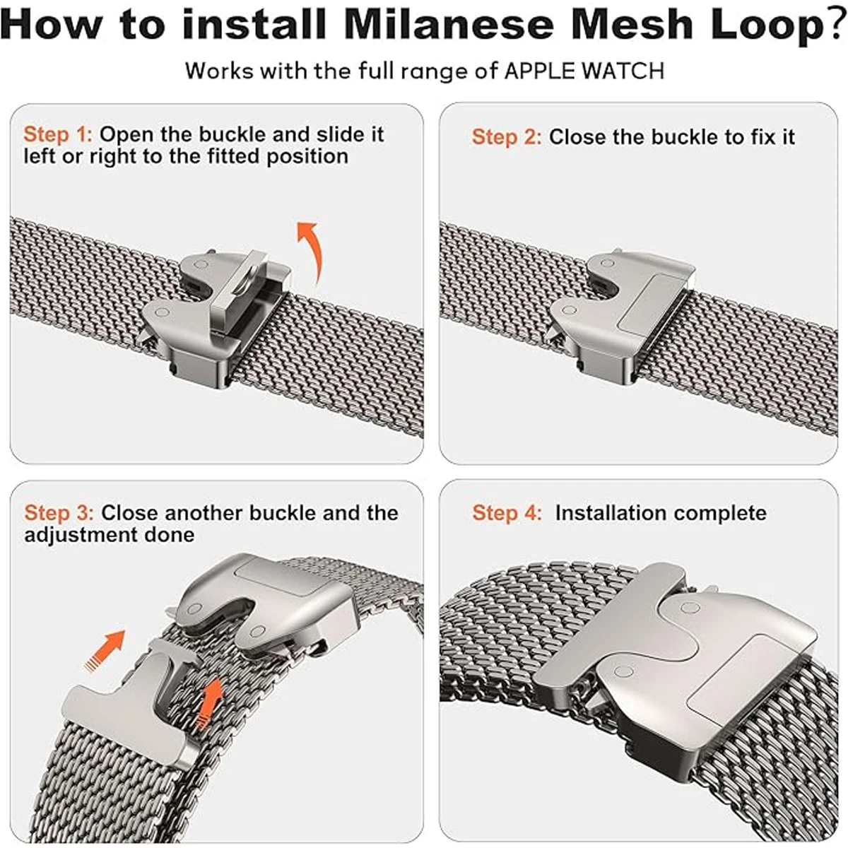 Titanium Band for Apple Watch Ultra 3/2 49mm IWatch Series 11 10 9 8 7 6 Natural Titanium Milanese Loop Strap Parachute Buckle