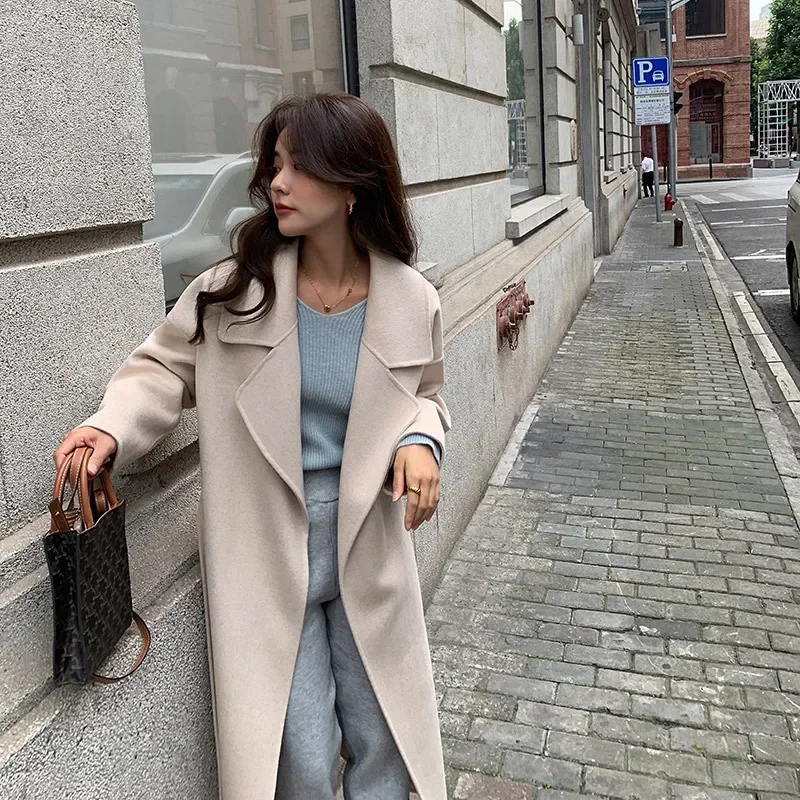 

MRMT 2025Brand double-Sided Cashmere Coat Women's Mid-Length Loose Thick Black Woolen Coat European And American Fan Wool Coat