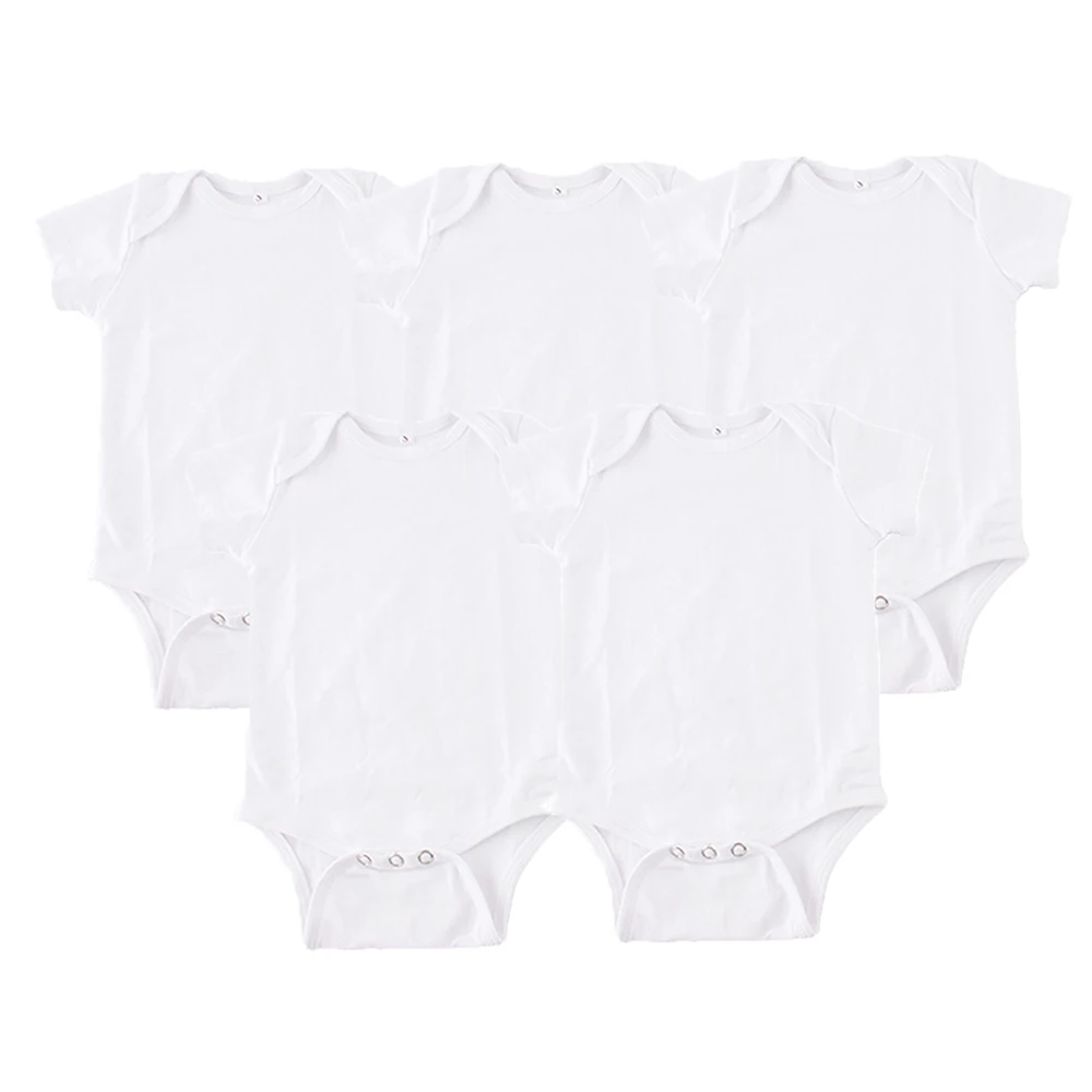 5 PCS Factory Newborn Onesie Cotton Plain Baby Short Sleeve Unisex Clothes Romper Bodysuit Set