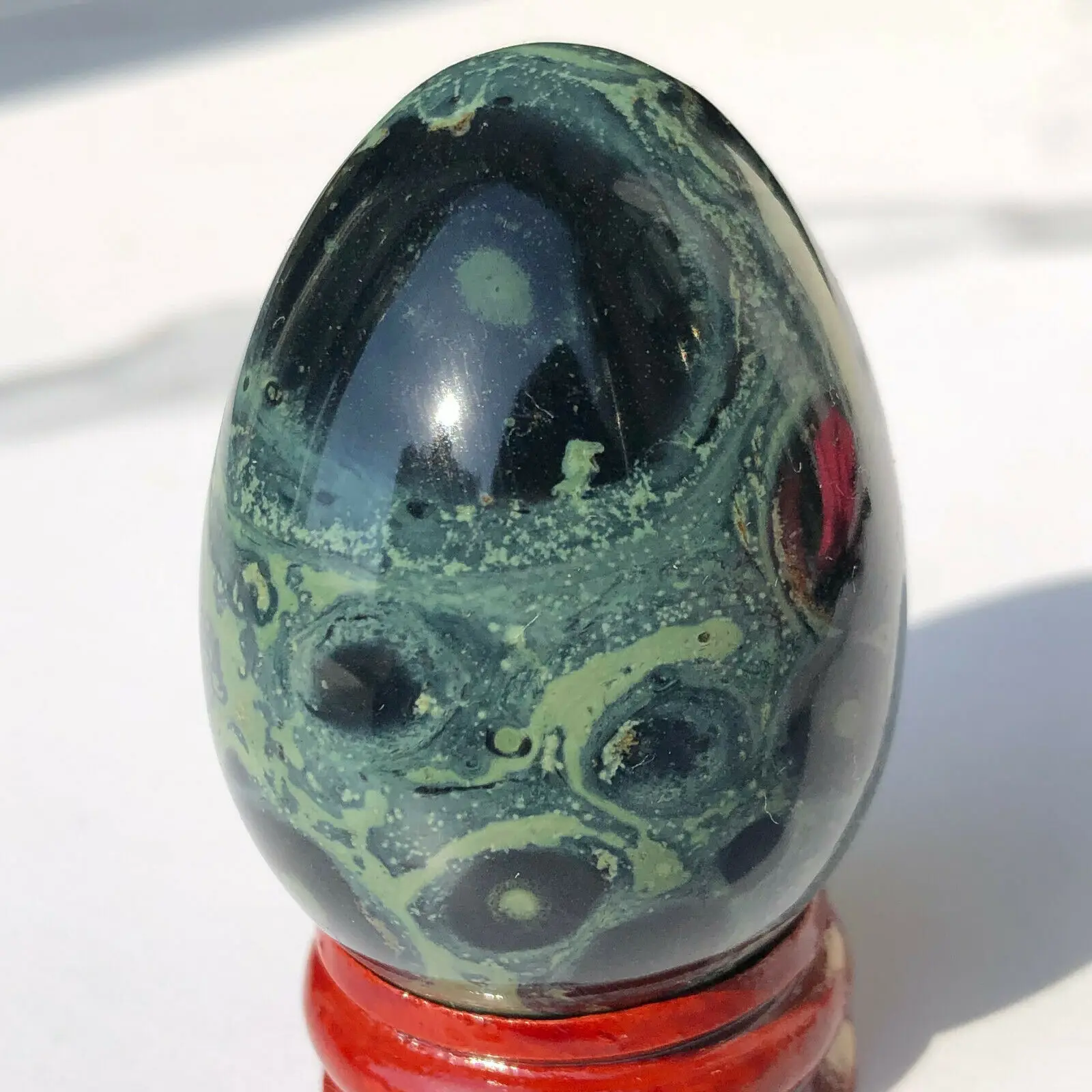 

NATURAL PEACOCK EYE JASPER STONE CARVED EGG CRYSTAL FURNISHING ARTICLES RAW ORE SPECIMENS ALLEVIATE FATIGUE STONE