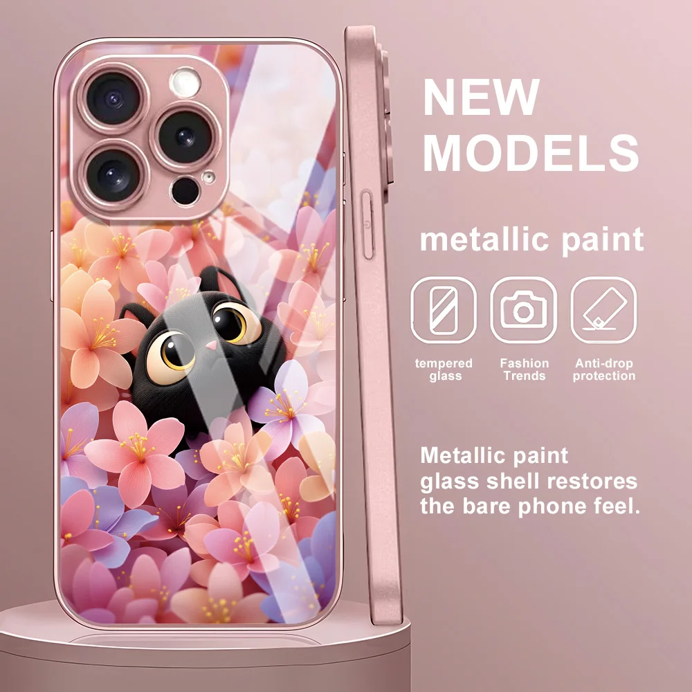 Gehärtete Glas-Katzen-Handyhülle für Samsung Galaxy A57 5G A17 A56 A55 A54 A16 A15 A37 A36 A14 A13 A12 A53 A52 A33 A34 Schutzhülle