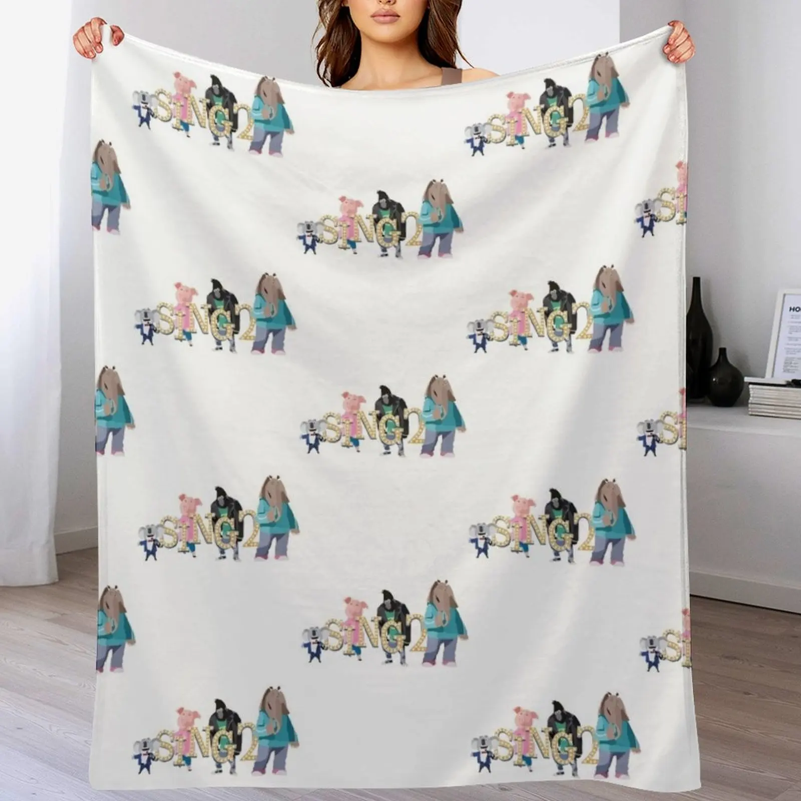 SING 2 -CHARACTERS Throw Blanket Multi Use Warm Blanket for Living Room Bedroom