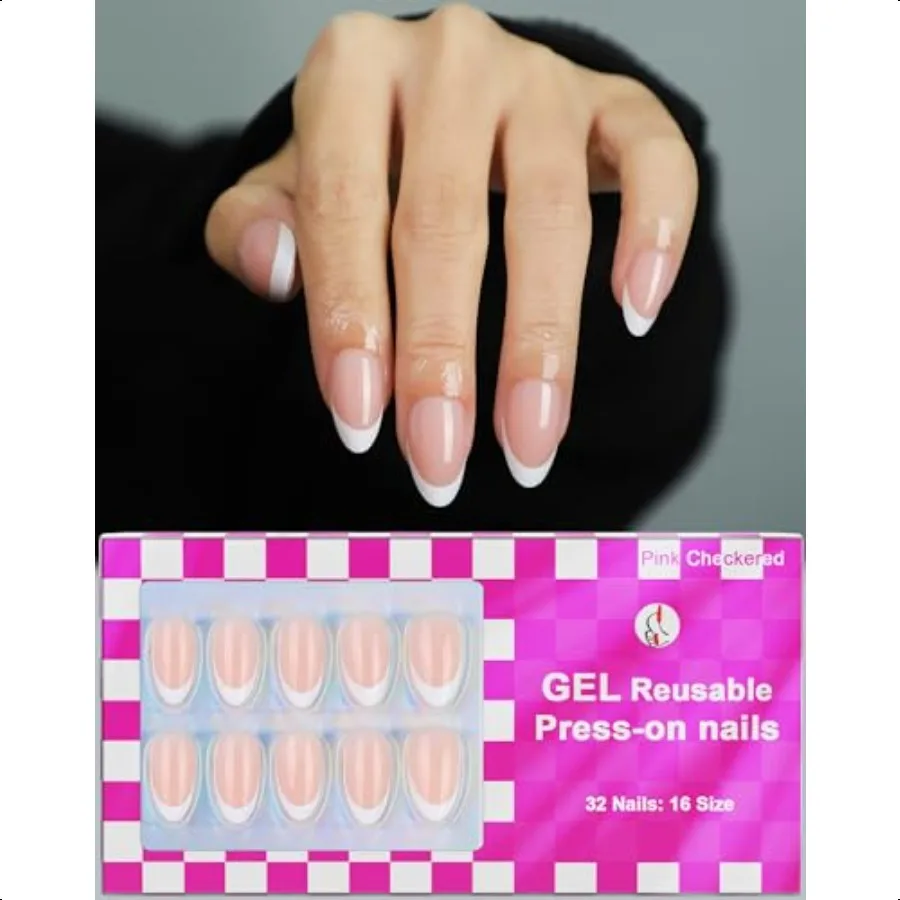 

Французский миндальный гель Pr On Nails, короткие, 16 размеров, накладные ногти, глянцевый, 32 шт., клей для ногтей в комплекте