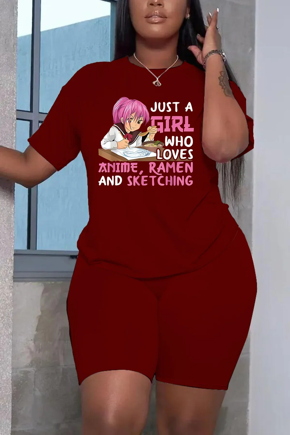 Taglie forti abbigliamento donna estate Casual Top e pantaloni a maniche corte Set due pezzi stampa fede Plus Size Set 2 pezzi