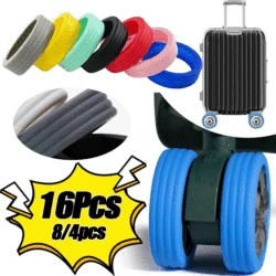 Viagem Bagagem Rodas Protetor, Rodízio Silicone, Sapatos Rodas Capa, Reduzir o Ruído, Mala Acessórios, Novo, 16 Pcs, 4Pcs