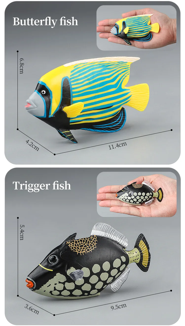 Meeresleben-Tiere-Modell, Actionfiguren-Set – Ozeanfisch, Thunfisch, Segelfisch, Bass, Zacker, Lachs, PVC, Lernspielzeug für Kinder – Detail 11