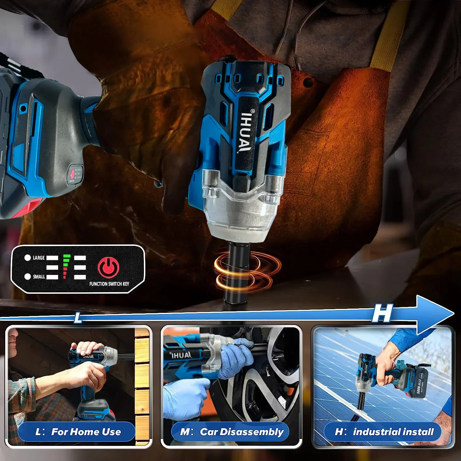 Imagem -05 - Jauhi-brushless Cordless Chave Elétrica Impacto em Chave de Fenda Soquete Ferramentas Elétricas Compatível para Makita 18v Bateria