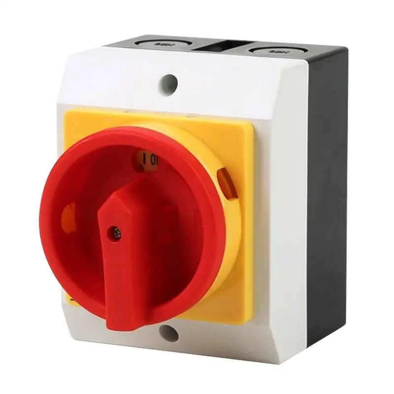Load Sealed Circuit Breaker 20A Rotary Cam On-Off Knob 380V 4P Master Control Rotary Changeover Isolator Sealed Box For Car