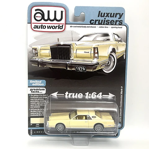 

Auto World 1/64 AW 1979 Lincoln Continental Mark V Luxury Cruisers Die-cast alloy car model toy collection Children gift