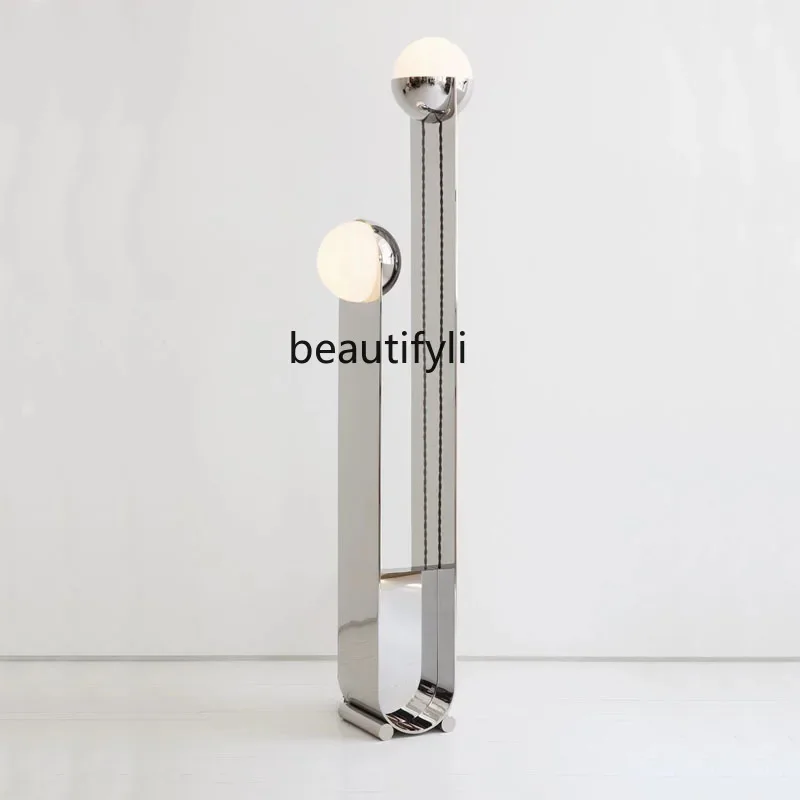 New Glass Two-Head Stainless Steel Living Room Floor Lamp Post-Modern Bedroom Furniture Exhibition Hall Designer Floor Lamp