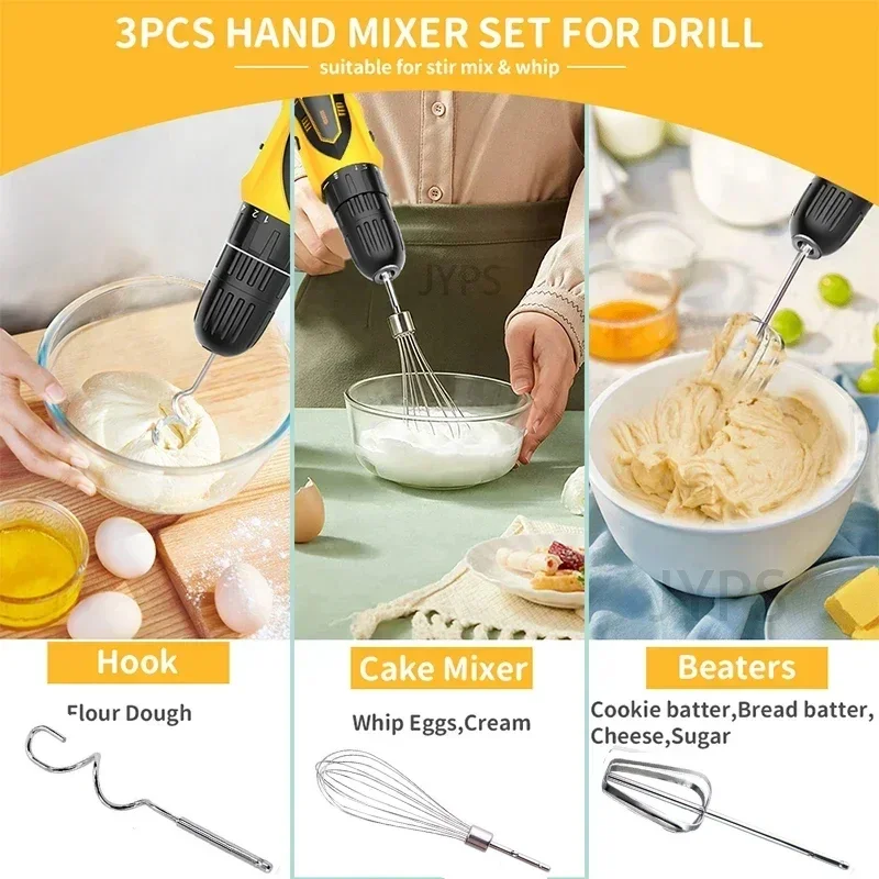 Kitchen Stainless Steel Egg Beater mixer for egg Baking kitchen accessories Cream Butter Whisk Mixer Suitable For Electric Drill