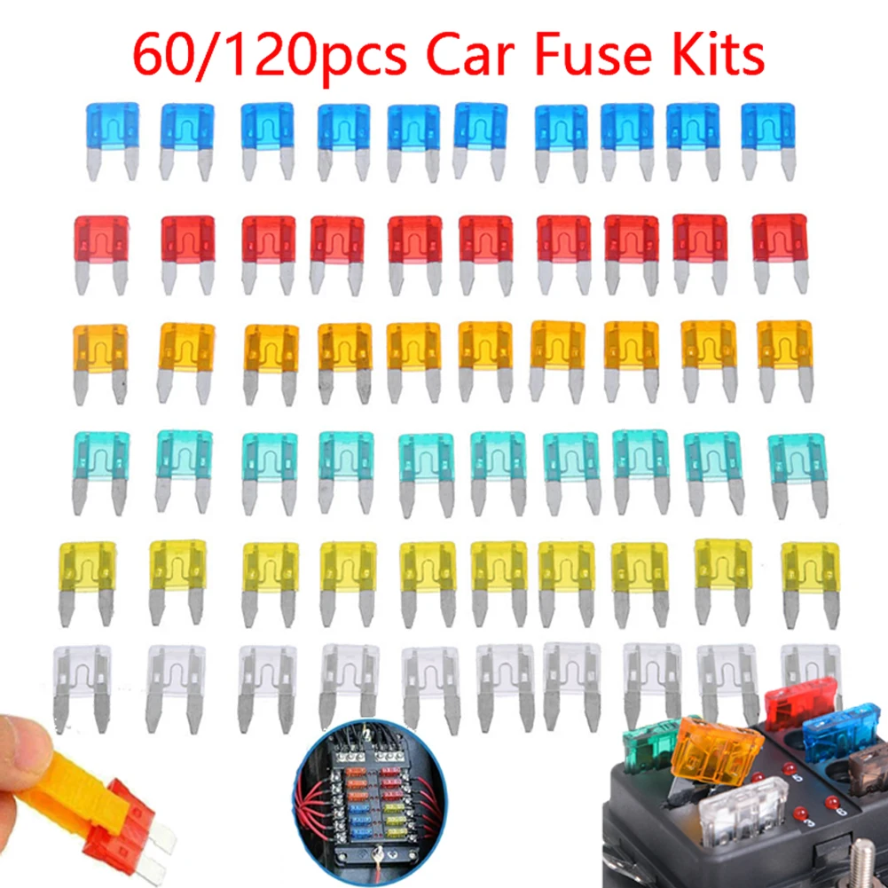 60/120pcs Auto Fuse for cars Assortment Set 5A 10A 15A 20A 25A 30A Blade Type Car Truck Automotive Fuse Insurance Insert