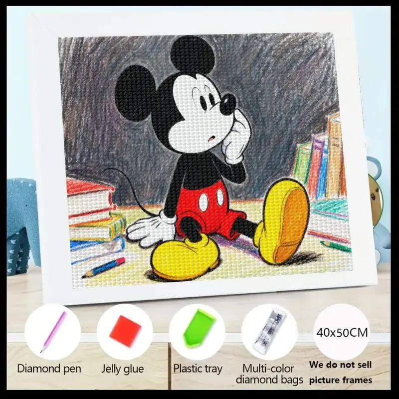 

1 шт., набор для алмазной живописи «сделай сам», 5D, полная дрель, Микки Маус, милый персонаж мультфильма, набор для рисования кристаллами, большой драгоценный камень, продуманный микрофон