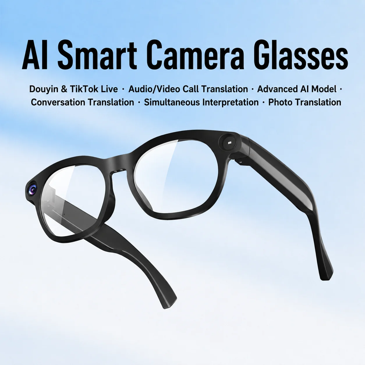 CY03 AI Smart Translation Glasses Real-time Audio Video Interpreter AI Large Model Voice Assistant Bluetooth Call Meeting