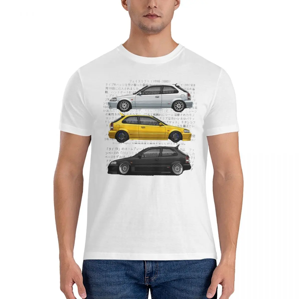 Men's Civic's Ek Type R T Shirt J-JDM 100% Cotton Tops Funny Short Sleeve Round Neck Tee Shirt Printing T-Shirts