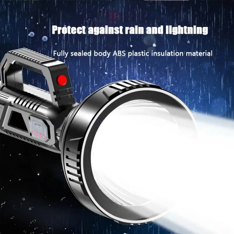 Strong light portable flashlight USB rechargeable ABS outdoor fishing camping LED multifunctional home searchlight hand lamp