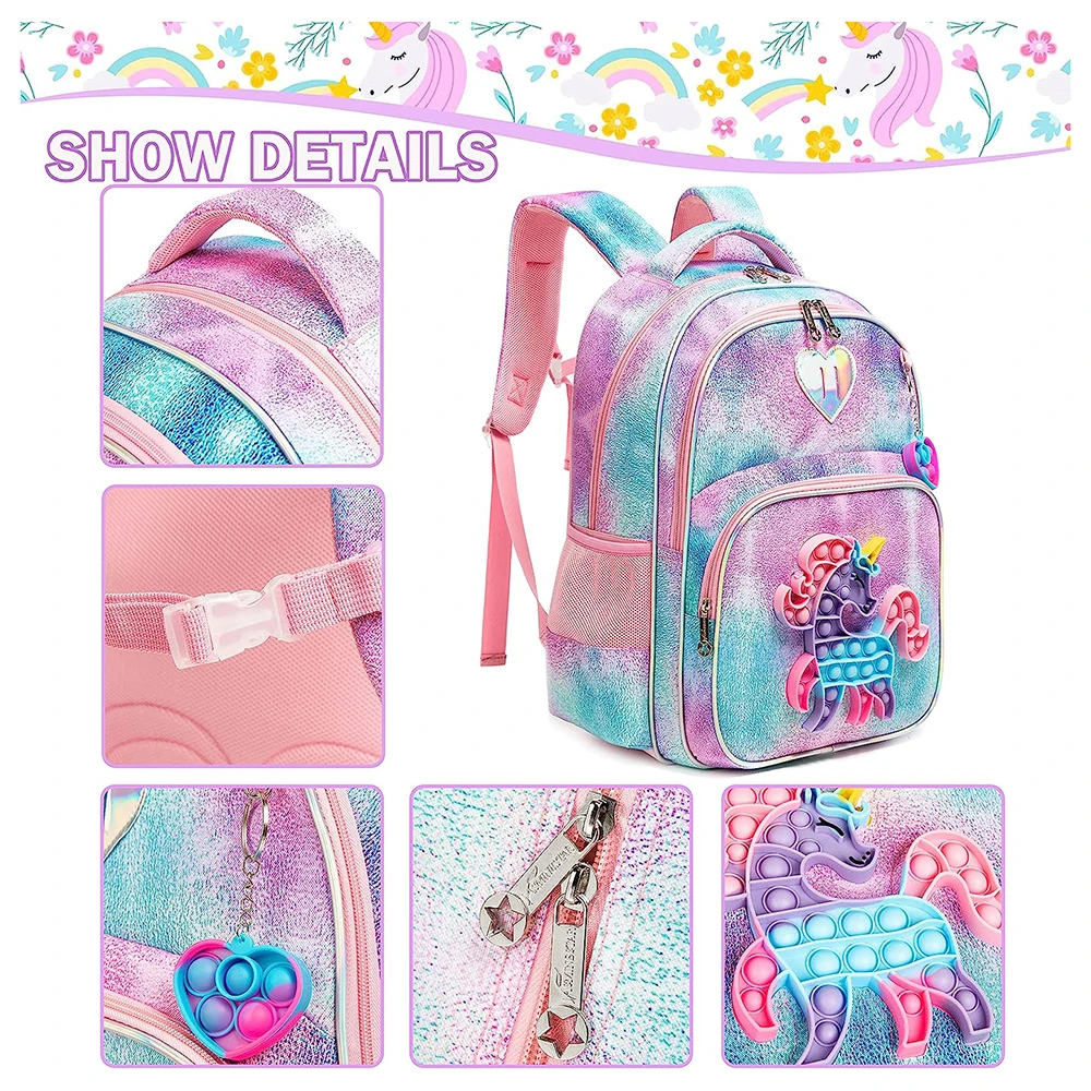 3pcs Kids Backpacks for Girls School Bag with Lunch Box School Backpack for Girls Set Cute Bookbag for Primary School 2023