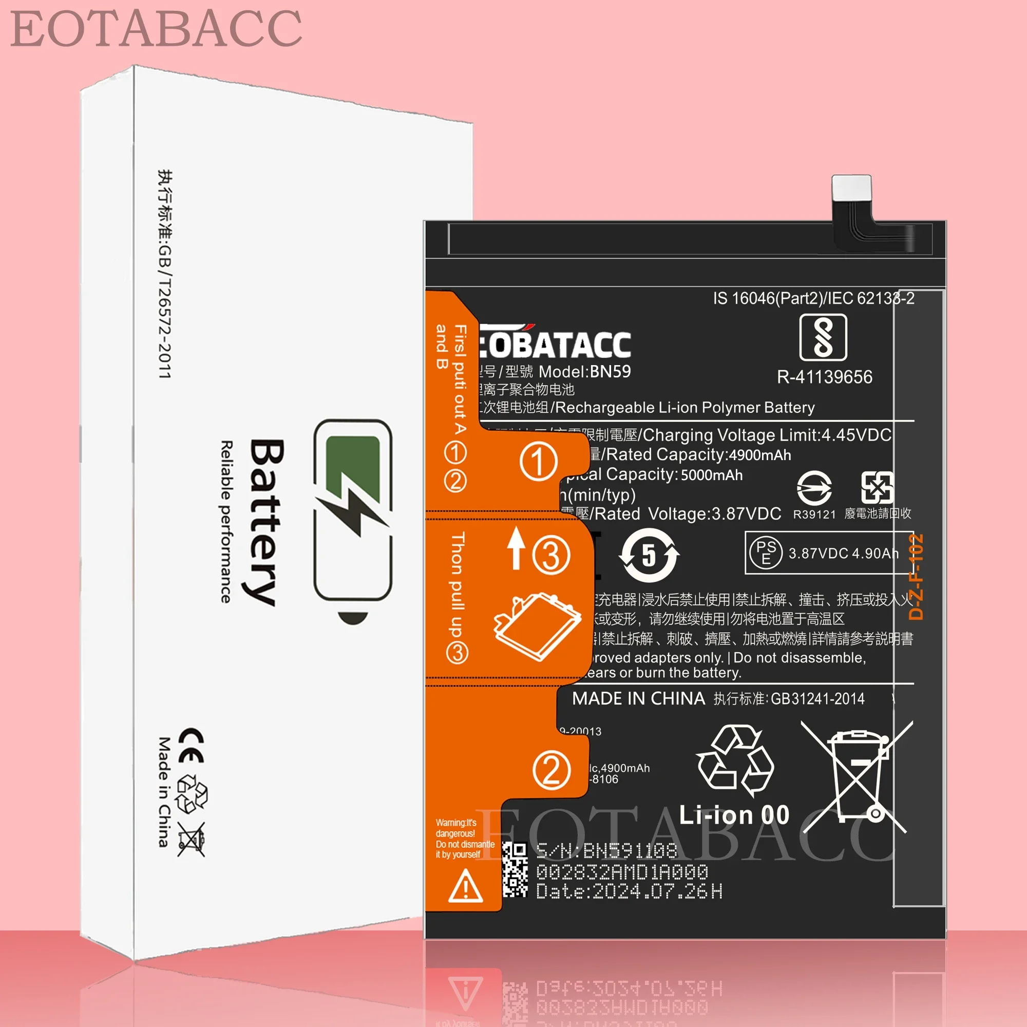 EOTABACC 100% New Original Battery BN59 For XIAOMI Note 10 4G/NOTE 10S/POCO M5S Battery +Tools