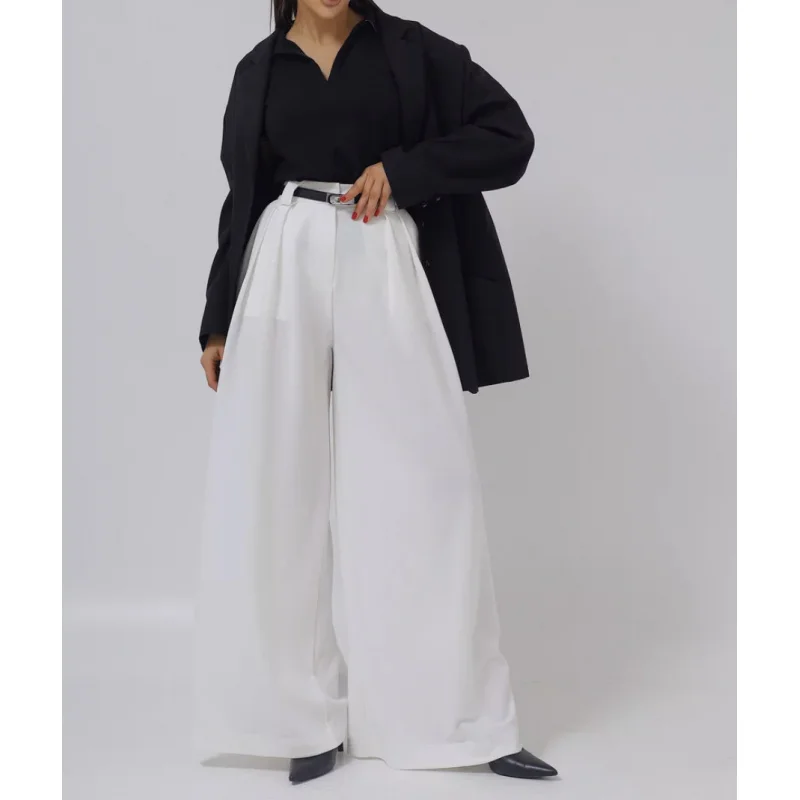 2025年新作 シンプルデザイン ワイドレッグ 欧米風 無地 ファッション ゆったり カジュアル ロングパンツ レディースウェア