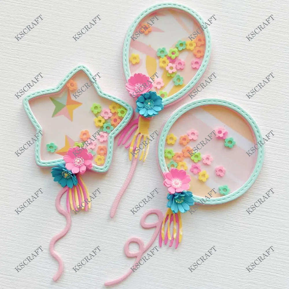 KSCRAFT Birthday Balloon Shakers Cutting Dies Stencils for DIY Scrapbooking Decorative Embossing DIY Paper Cards