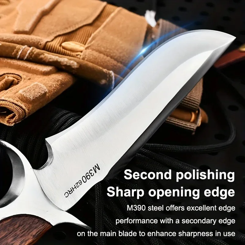 Outdoor High hardness straight knife, EDC convenient cutting knife, sharp fruit knife, suitable for hiking, fishing knife