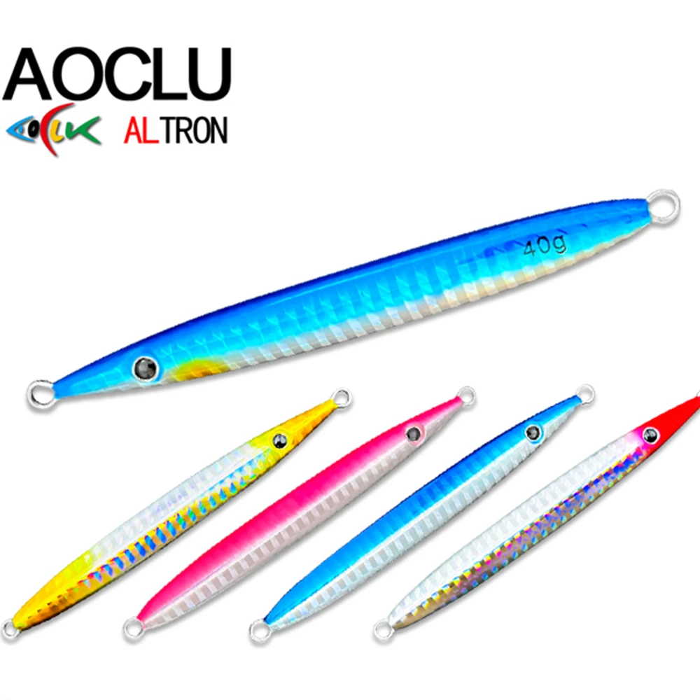 

AOCLU Jigging Sardine Shape Speed Metal Jig 40g 50g 60g Luminous UV Glow No Hook Hard Bait Sinking Stick Lures Boat Bass Fishing