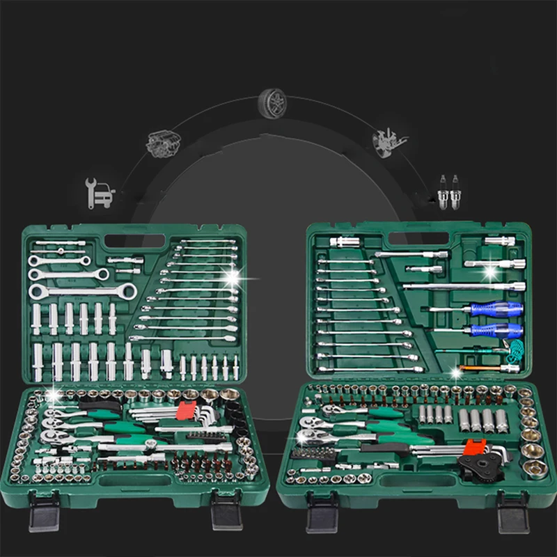 A Set Car Repair Tools, Car Repair Kit Socket Wrench Ratchet Tool Combination Mixed Packaging Tool Set