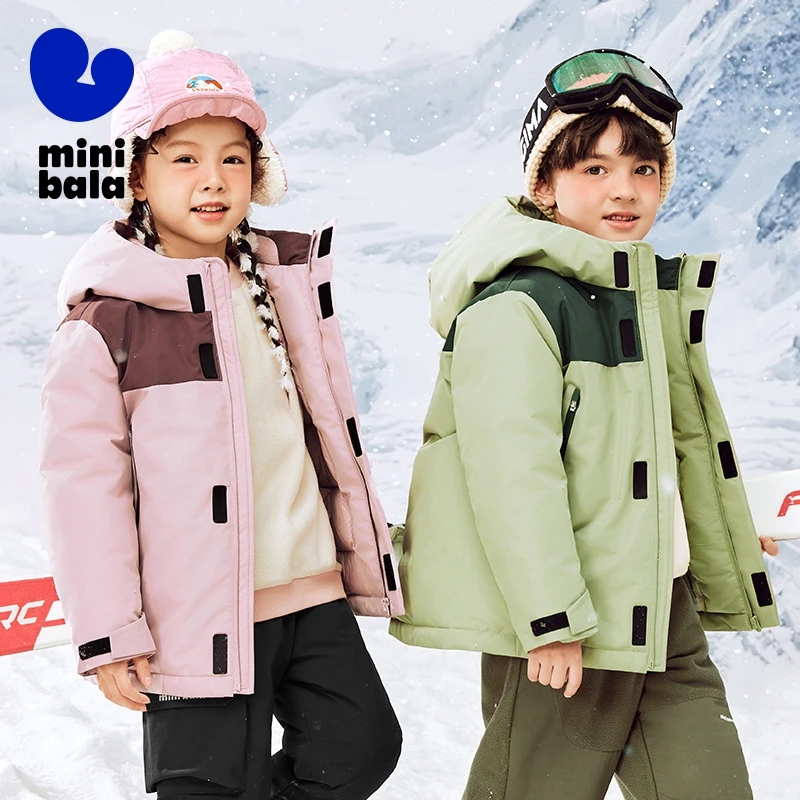 Mini Bala Down Outerwear for Boys and Girls 2024 New Winter Styles with Three-Proof Feature Heat-Generating Thick Down Jacket