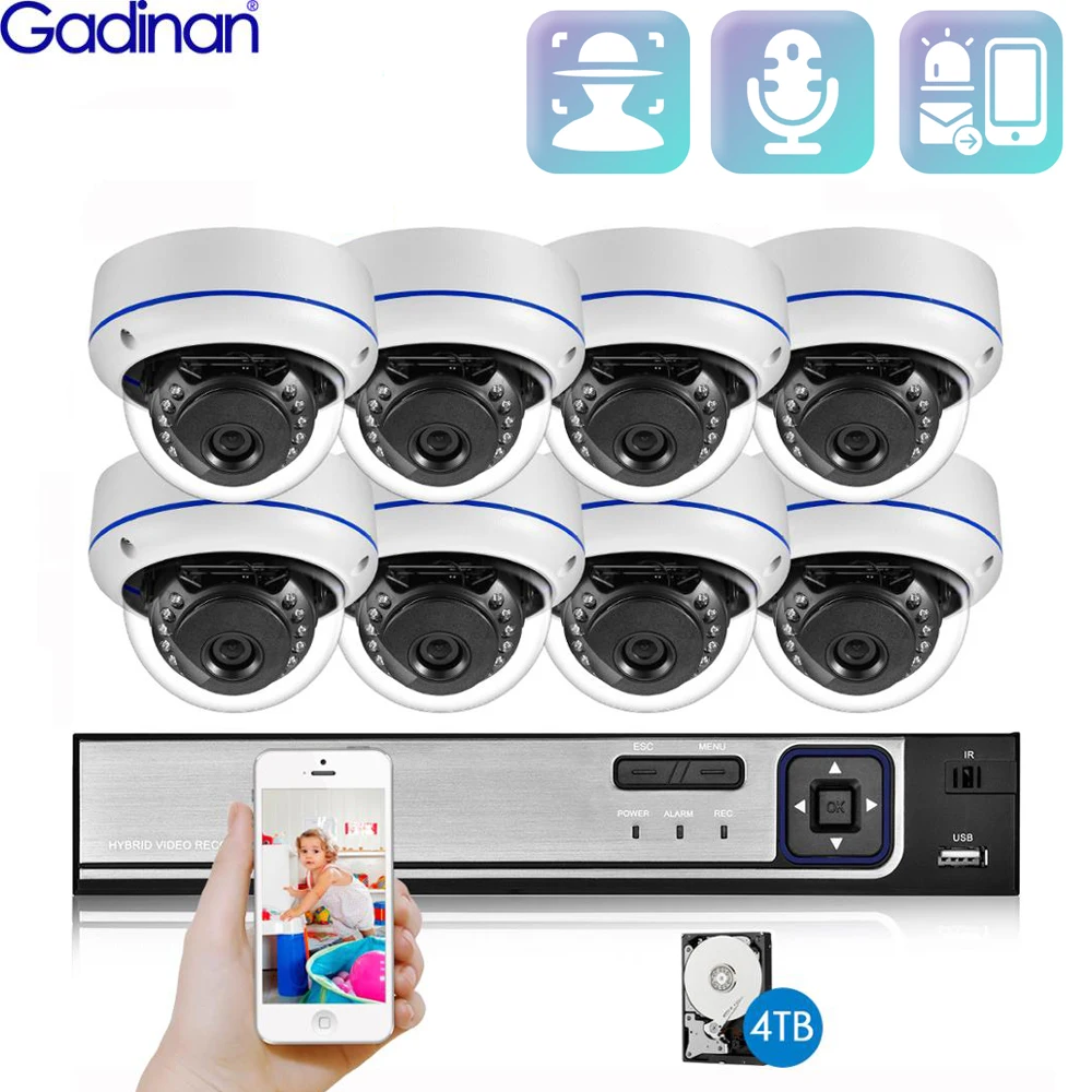 

Gadinan Audio Record Dome Outdoor 5MP IP Camera Face Detection 8CH NVR Video Surveillance Set Motion Detection Alarm POE CCTV