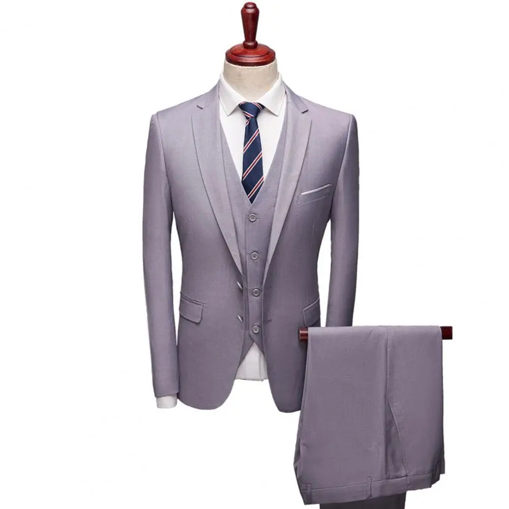 Costume d'affaires formel 3 pièces, ensemble de marié taille plus petite, col rabattu, simple boutonnage, Slim Fit, costume pour Banquet de mariage, bal de promo pour hommes