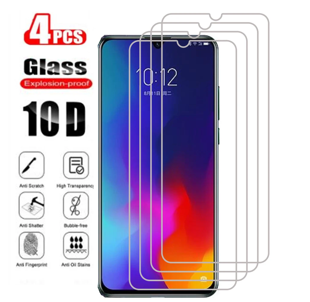4 pçs vidro temperado para lenovo z6 pro/z6 pro5g/z6 lite/zp/a6 nota/k10 nota/k6 desfrutar de vidro protetor de tela película protetora