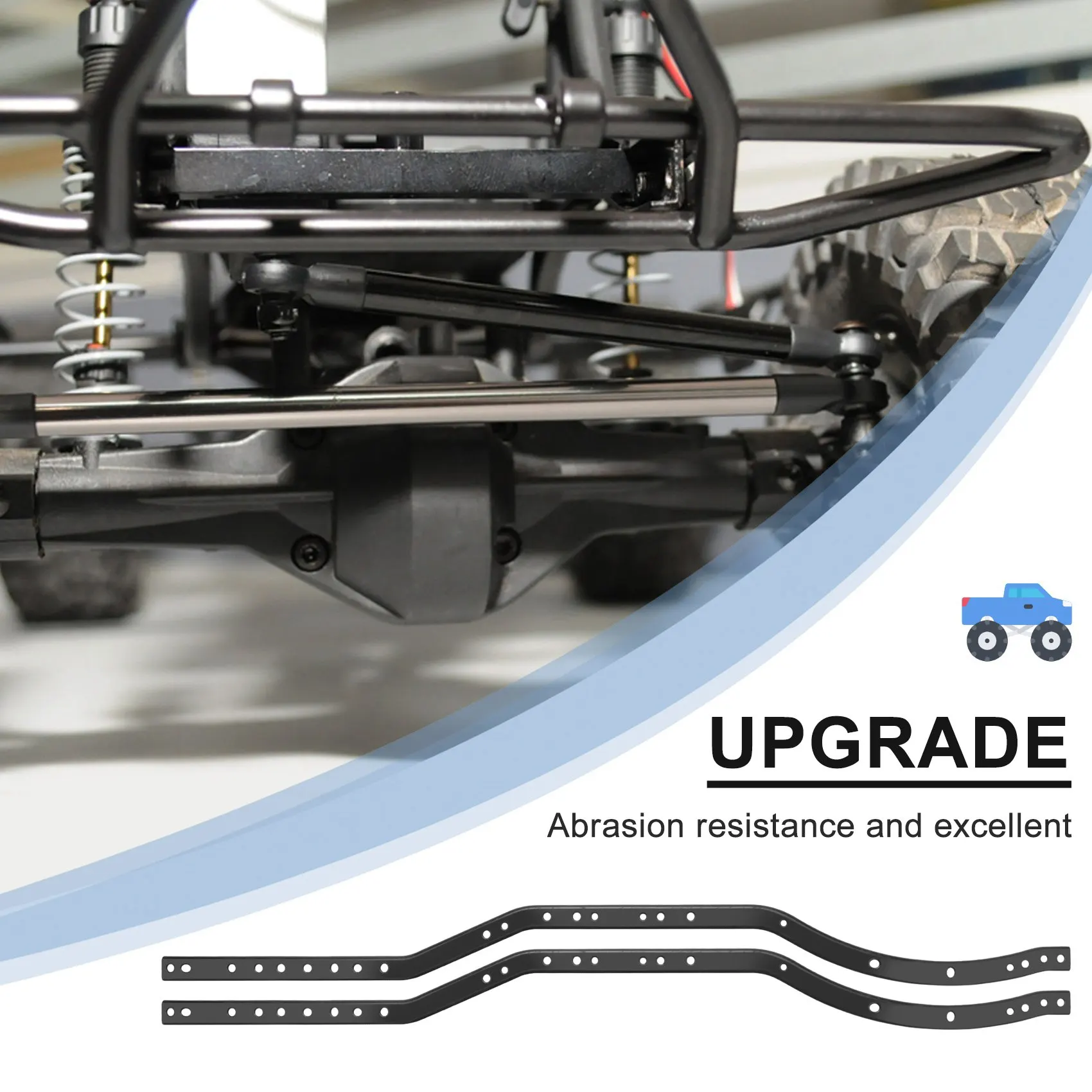 AS96 2Pcs/Set Steel Chassis Frame Rails for AXIAL SCX10 90027 SCX10 II 90046 90047 RC Car Crawler Truck Vehicle Model