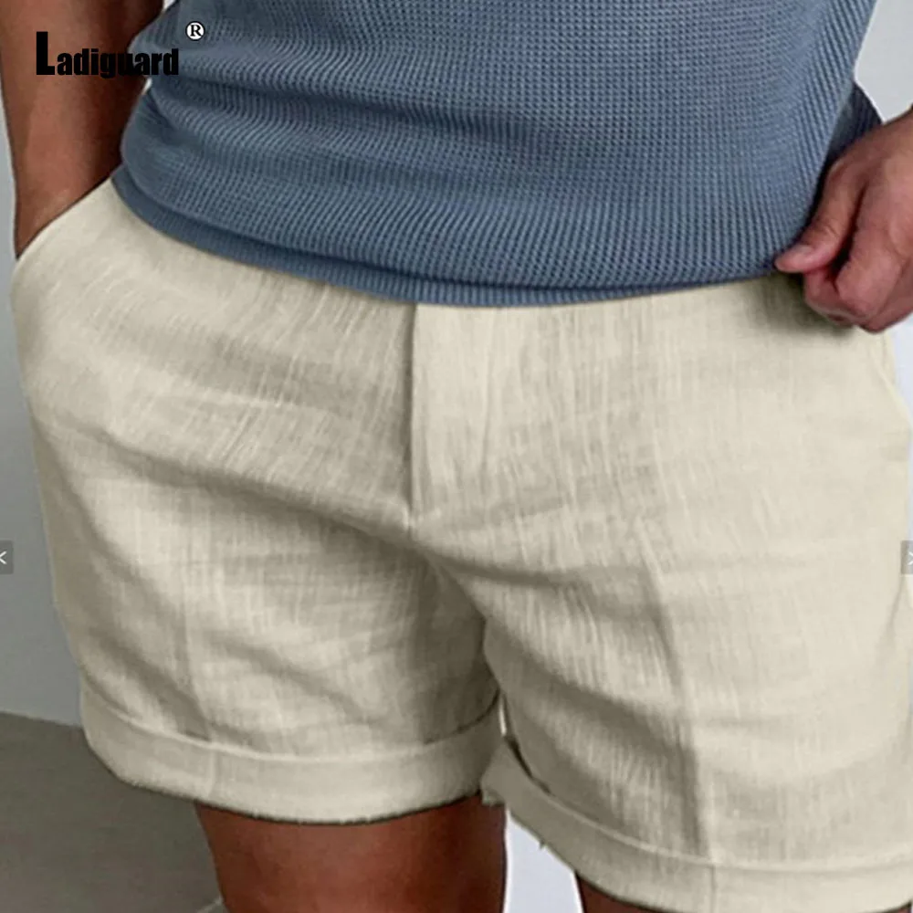 White Navy Cotton Linen Shorts Men Fashion Zipper Pocket Short Pants Male Streetwear 2024 Stylish simplicity Casual Beach Shorts