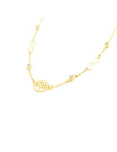 Necklace Gold Tree of Life infinite and zirconia (9Kts)