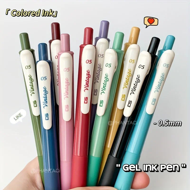A pack of 5 vintage colored neutral pens, 0.5mm classic color writing pens, painting markers, and compression pencils
