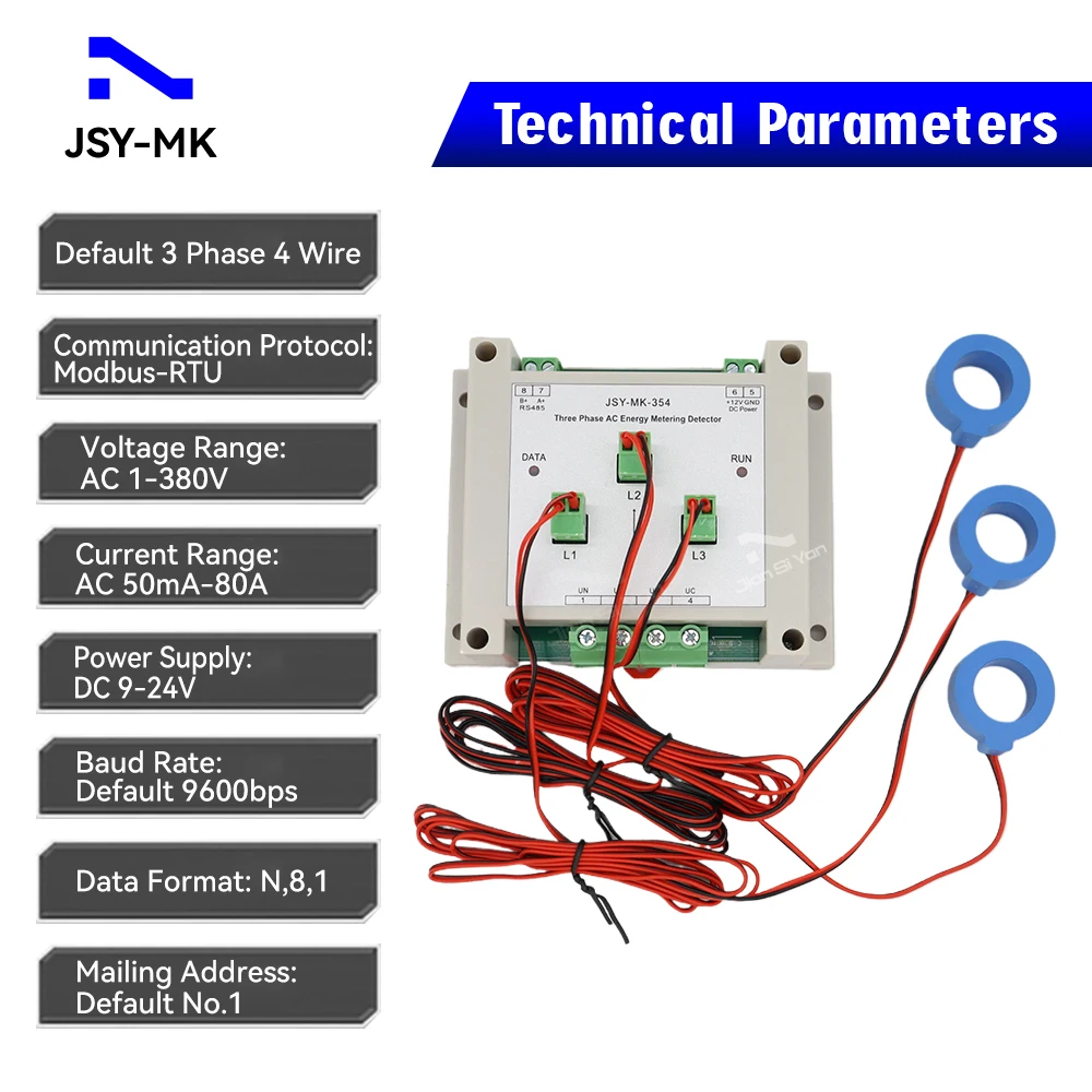 JSY-MK-354 3P4W 80A AC Bidirectional Energy Power Meter Module Detector For Solar System Monitoring